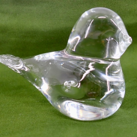 Hand Crafted Other - Art Glass Bird Figurine Hand Blown Clear Mid Century Modern 4.5” x 2" MCM 10 oz